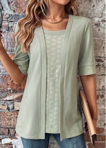 Sage Green Fake 2in1 Half Sleeve T Shirt - unsigned - Modalova