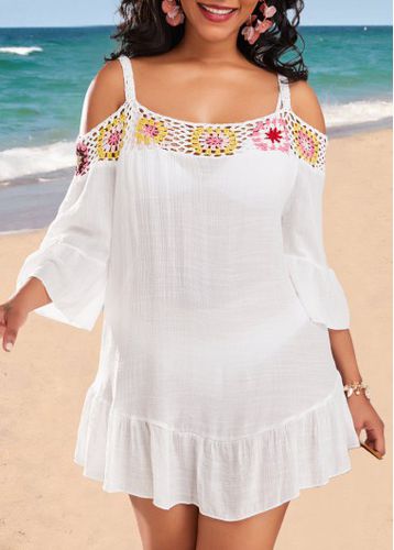 Weave Patchwork Cutout White Cover Up - unsigned - Modalova