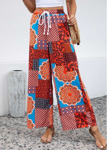 Multi Color Drawstring Tribal Print Drawastring Pants - unsigned - Modalova