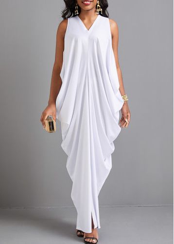 White Split O Shape Sleeveless Maxi Dress - unsigned - Modalova