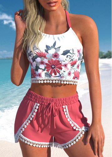 Lace High Waisted Floral Print Bikini Set - unsigned - Modalova