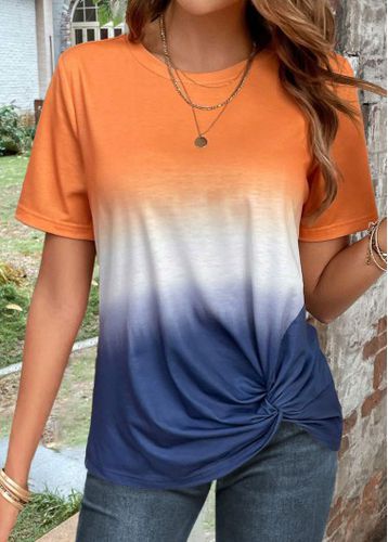Orange Twist Ombre Short Sleeve T Shirt - unsigned - Modalova