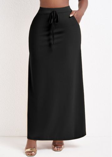 Black Pocket A Line Drawastring Maxi Skirt - unsigned - Modalova