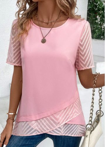 Pink Cross Hem Short Sleeve T Shirt - unsigned - Modalova