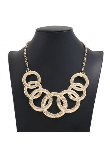 Metal Detail Ring Design Gold Necklace - unsigned - Modalova