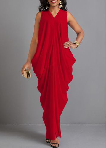 Red Split O Shape Sleeveless Maxi Dress - unsigned - Modalova