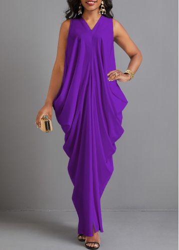 Purple Split O Shape Sleeveless Maxi Dress - unsigned - Modalova
