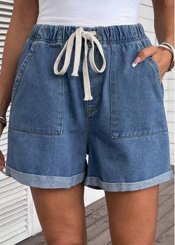 Pocket High Waisted Drawastring Denim Shorts - unsigned - Modalova