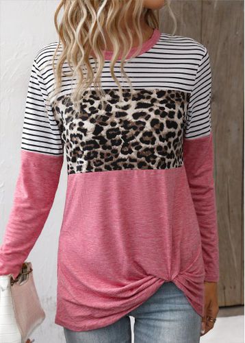 Pink Twist Leopard Long Sleeve T Shirt - unsigned - Modalova