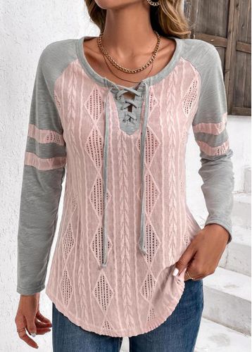 Light Pink Twisted Long Sleeve T Shirt - unsigned - Modalova