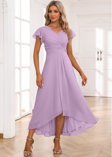 Light Purple Twist High Low Short Sleeve Dress - unsigned - Modalova