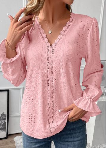 Light Pink Patchwork Long Sleeve T Shirt - unsigned - Modalova