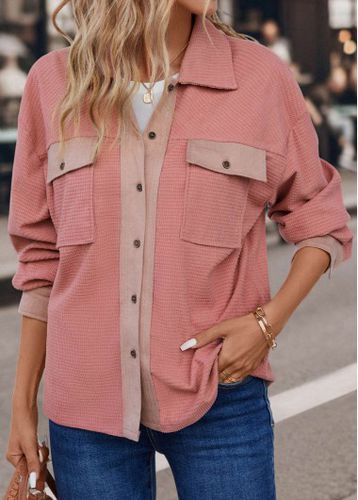 Dusty Pink Pocket Long Sleeve Coat - unsigned - Modalova