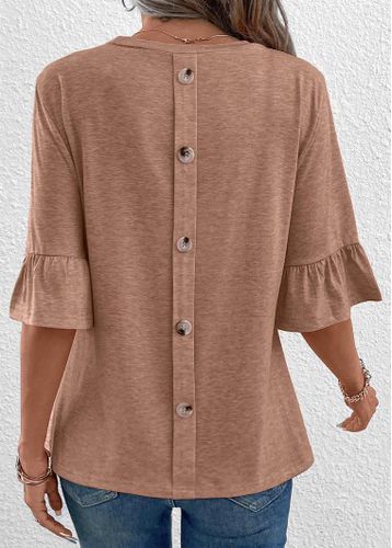 Light Camel Button Half Sleeve T Shirt - unsigned - Modalova