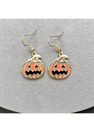 Alloy Detail Orange Pumpkin Design Earrings - unsigned - Modalova
