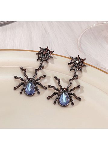 Black Spider Halloween Waterdrop Detail Earrings - unsigned - Modalova