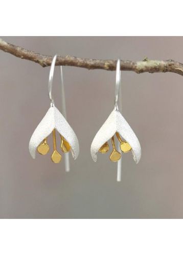 Silvery White Orchid Design Alloy Earrings - unsigned - Modalova