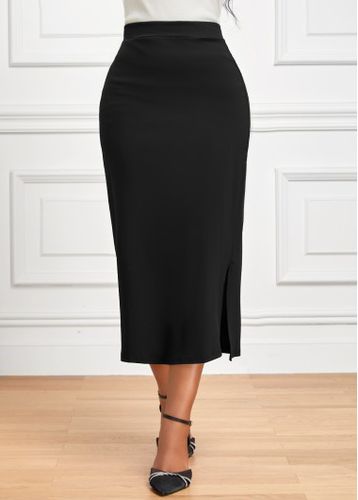 Black Side Split Elastic Waist Bodycon Skirt - unsigned - Modalova