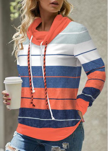 Multi Color Patchwork Striped Long Sleeve Sweatshirt - unsigned - Modalova