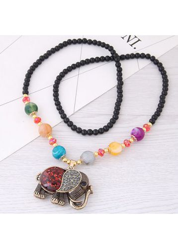 Multi Color Alloy Elephant Beads Necklace - unsigned - Modalova