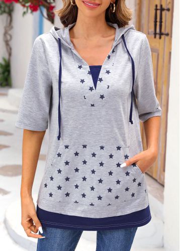 Light Grey Marl Star Print T Shirt - unsigned - Modalova
