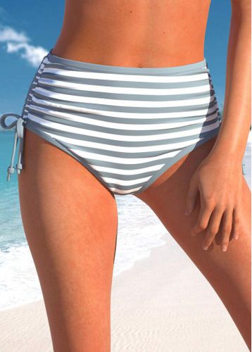 High Waisted Striped Light Grey Bikini Bottom - unsigned - Modalova