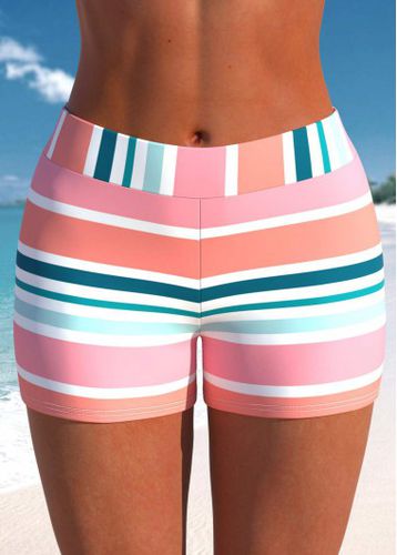 Mid Waisted Multi Stripe Print Swim Shorts - unsigned - Modalova