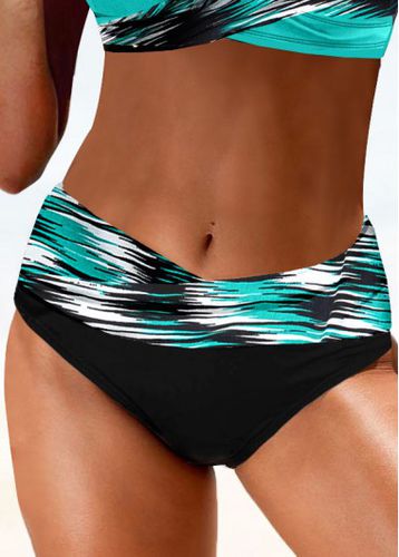 Mid Waisted Dazzle Colorful Print Black Bikini Bottom - unsigned - Modalova
