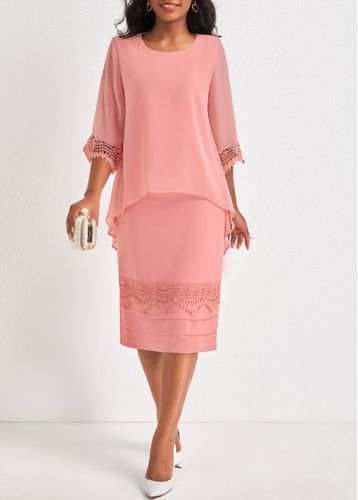 Dusty Pink Fake 2in1 H Shape Dress - unsigned - Modalova