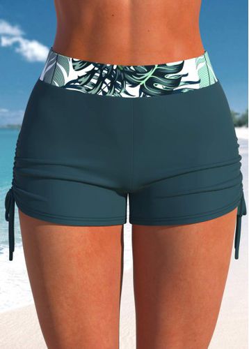 Mid Waisted Tropical Plants Print Swim Shorts - unsigned - Modalova