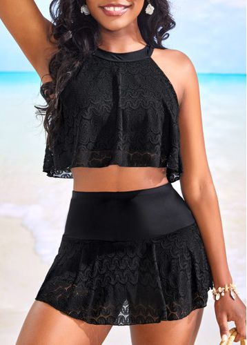 Lace High Waisted Black Bikini Sets - unsigned - Modalova