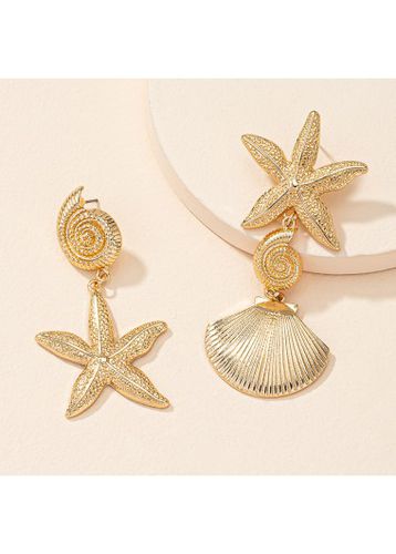 Golden Asymmetrical Metal Detail Starfish Earrings - unsigned - Modalova