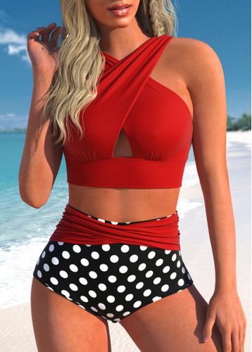 Criss Cross Red Wide Strap Bikini Top - unsigned - Modalova