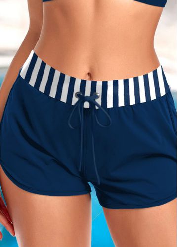 Mid Waisted Striped Navy Beach Shorts - unsigned - Modalova