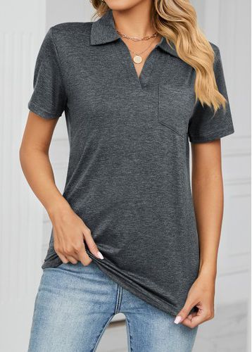 Dark Grey Pocket Short Sleeve T Shirt - unsigned - Modalova