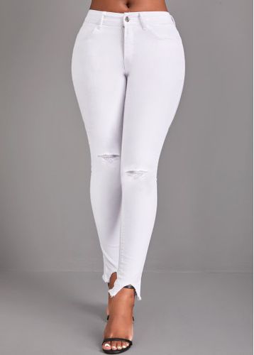 White Button Skinny High Waisted Jeans - unsigned - Modalova