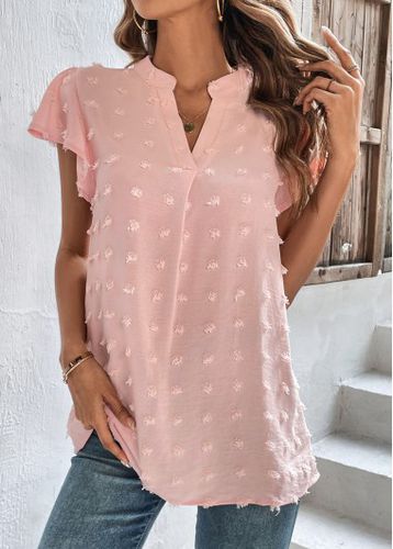 Light Pink Split Short Sleeve T Shirt - unsigned - Modalova