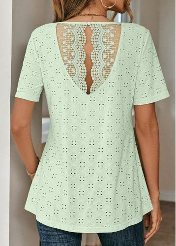 Light Green Lace Short Sleeve T Shirt - unsigned - Modalova