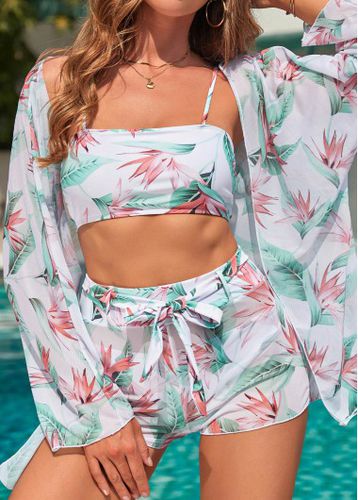Bowknot High Waisted Leaf Print Bikini Set - unsigned - Modalova