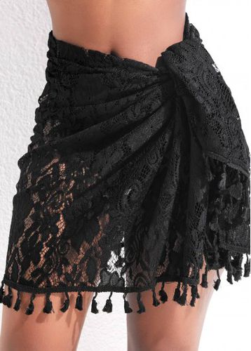 Lace Tassel Design Tie Black Sarong - unsigned - Modalova
