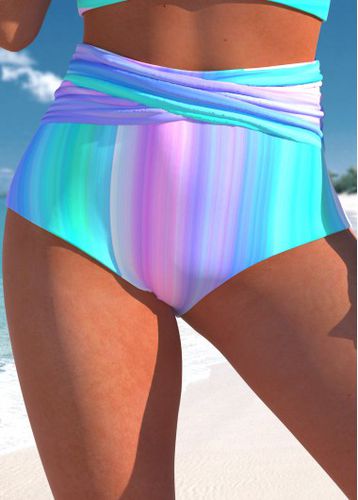 High Waisted Striped Multi Color Bikini Bottom - unsigned - Modalova