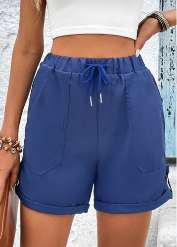 Navy Pocket Drawastring High Waisted Shorts - unsigned - Modalova