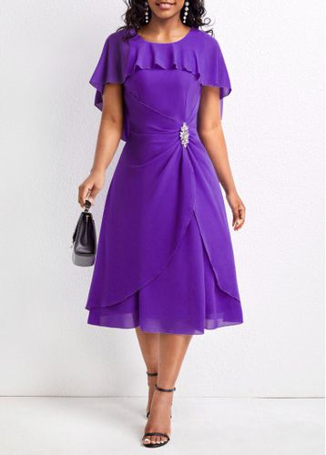Purple Lightweigh A Line Short Sleeve Dress - unsigned - Modalova