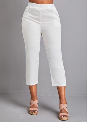 White Pocket Elastic Waist High Waisted Pants - unsigned - Modalova
