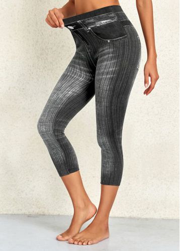 Dark Grey Marl High Waisted Capri Leggings - unsigned - Modalova