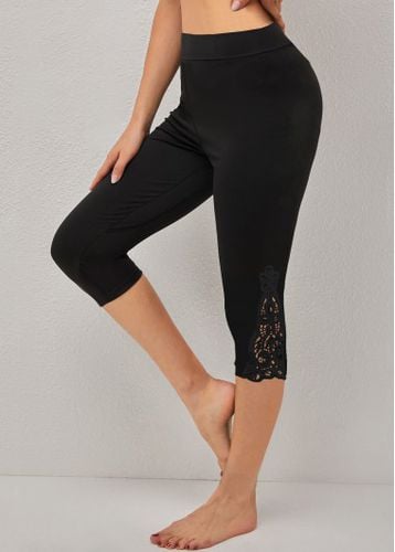 Black High Waisted Capri Elastic Waist Leggings - unsigned - Modalova