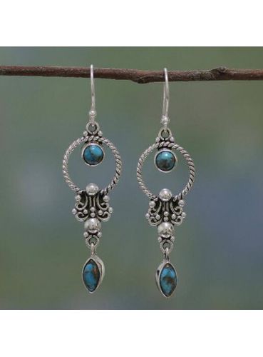 Light Blue Alloy Geometric Marble Earrings - unsigned - Modalova