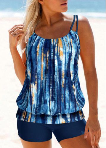 Circular Ring Geometric Print Blue Tankini Top - unsigned - Modalova