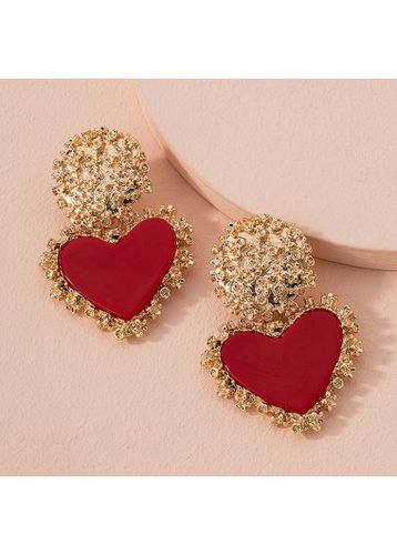 Red Heart Alloy Ditsy Floral Earrings - unsigned - Modalova