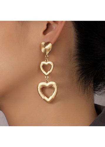 Golden Heart Alloy Texture Long Earrings - unsigned - Modalova